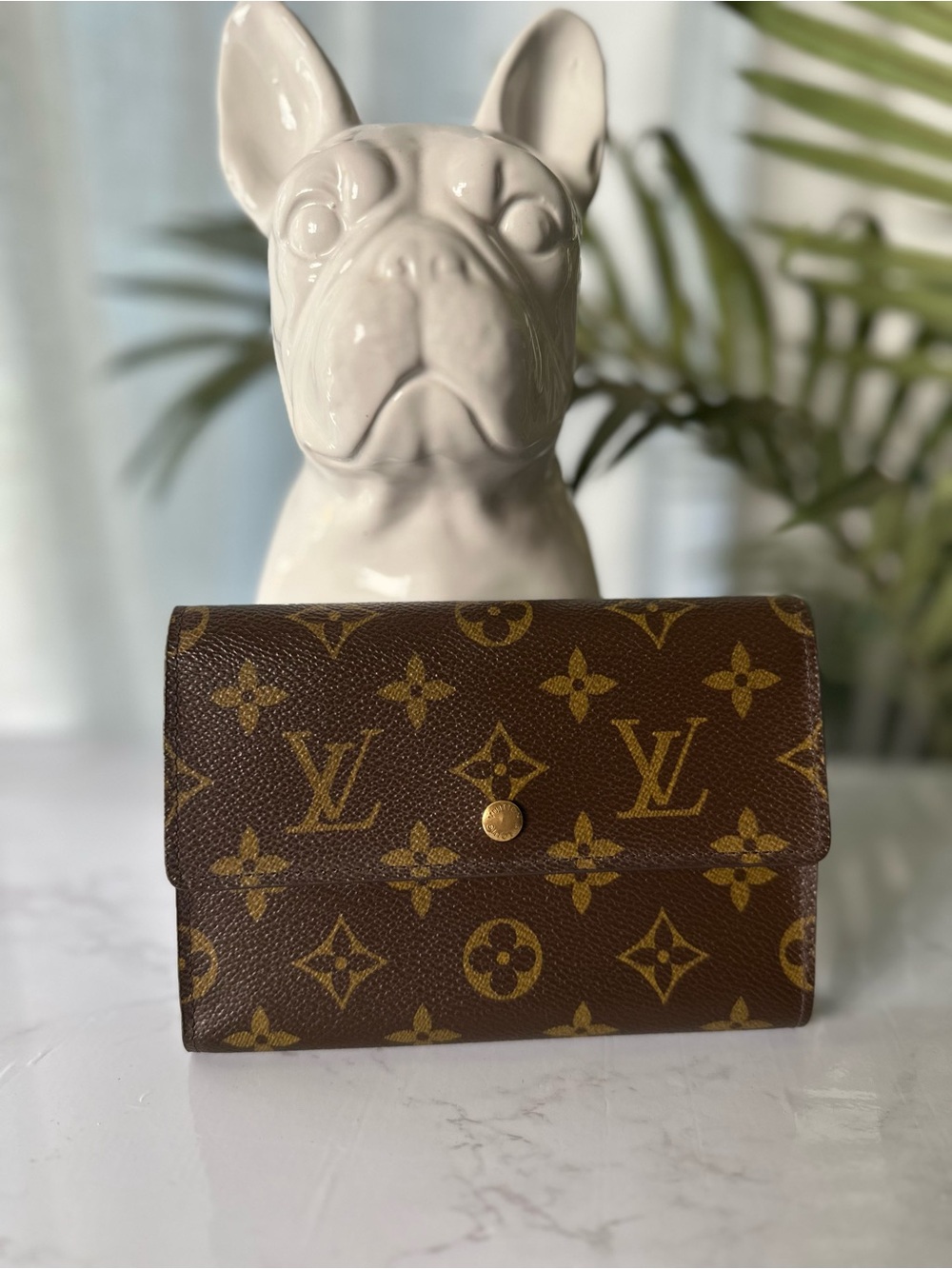 Louis Vuitton Monogram Canvas Trifold Wallet Brown Vintage LV